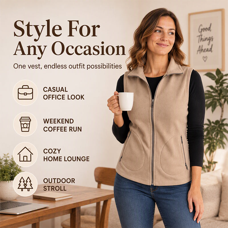 Women’s Winter Thermal Stand Collar Zip Vest, Breathable Soft Knit Sleeveless Gilet For Versatile Cold Weather Layering