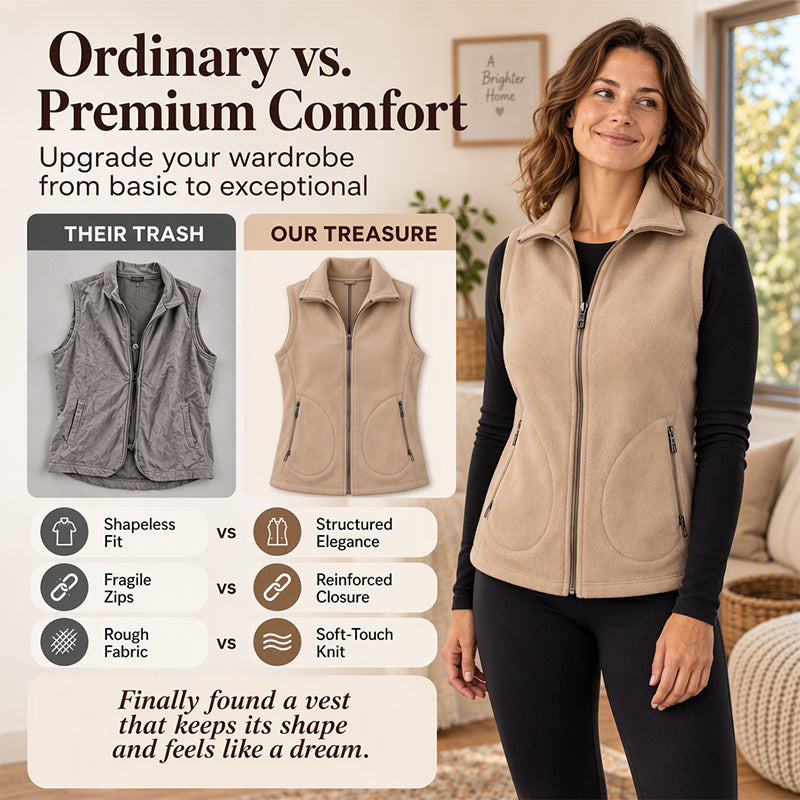 Women’s Winter Thermal Stand Collar Zip Vest, Breathable Soft Knit Sleeveless Gilet For Versatile Cold Weather Layering