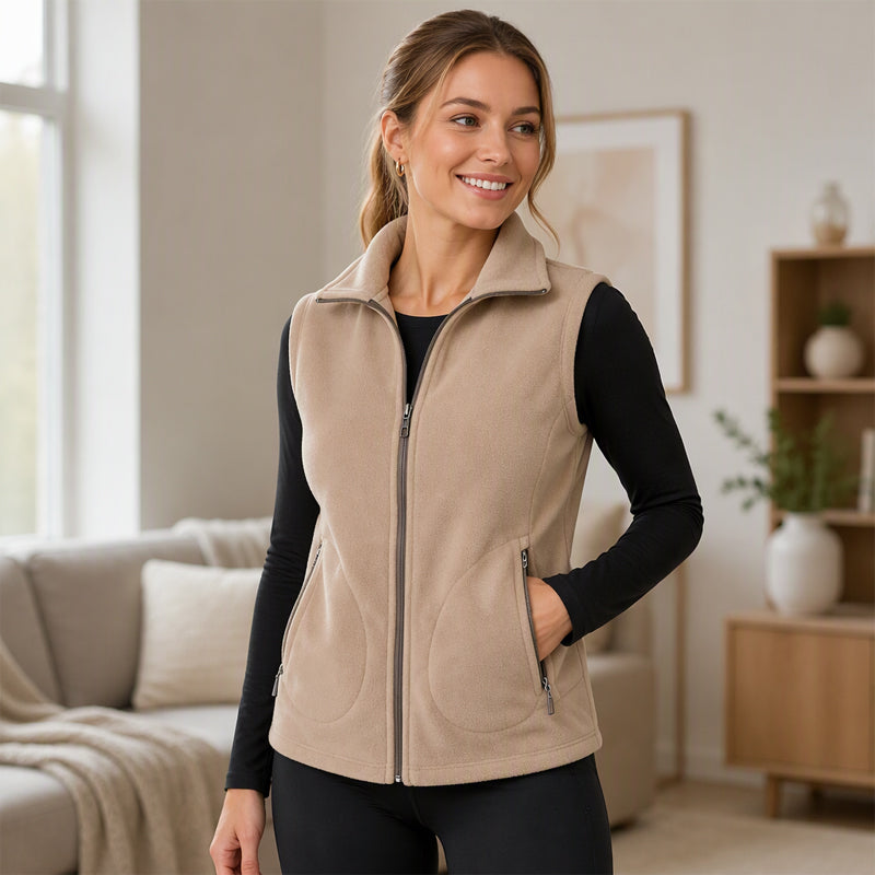 Women’s Winter Thermal Stand Collar Zip Vest, Breathable Soft Knit Sleeveless Gilet For Versatile Cold Weather Layering
