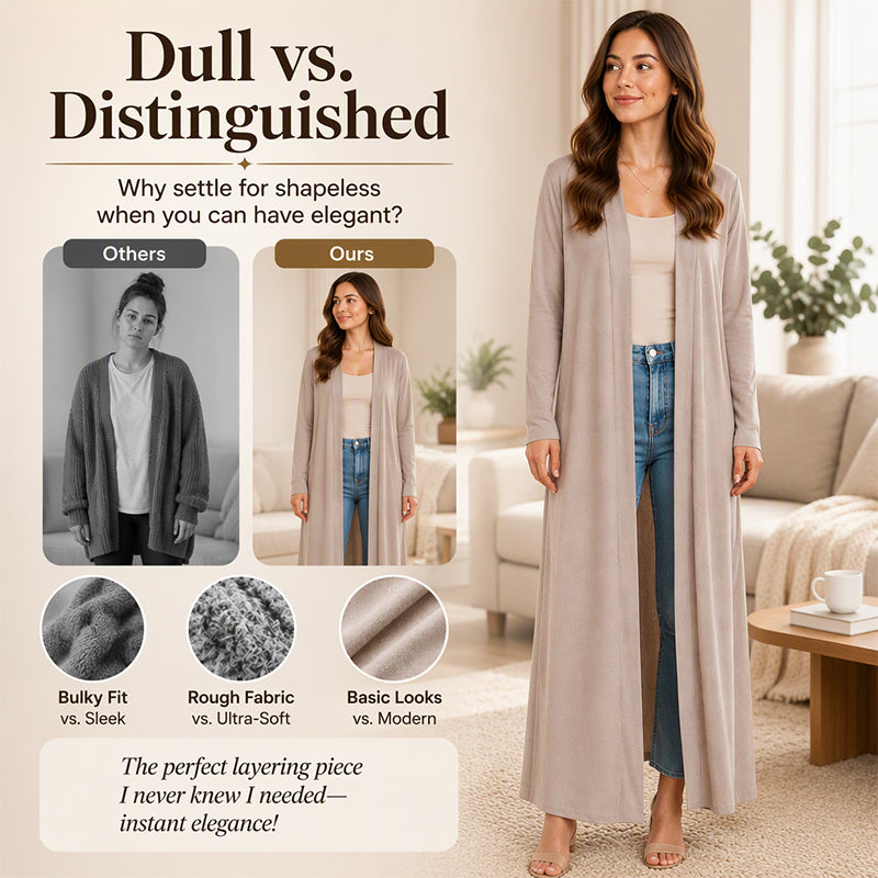 🖤Black Friday Sale:50% OFF🖤 Women’s Open Front Maxi Length Knit Cardigan, Lightweight Soft Knit To Flatter Your Figure For Everyday Casual Outfits