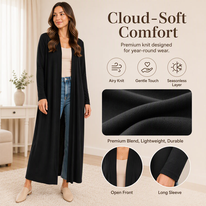 🖤Black Friday Sale:50% OFF🖤 Women’s Open Front Maxi Length Knit Cardigan, Lightweight Soft Knit To Flatter Your Figure For Everyday Casual Outfits