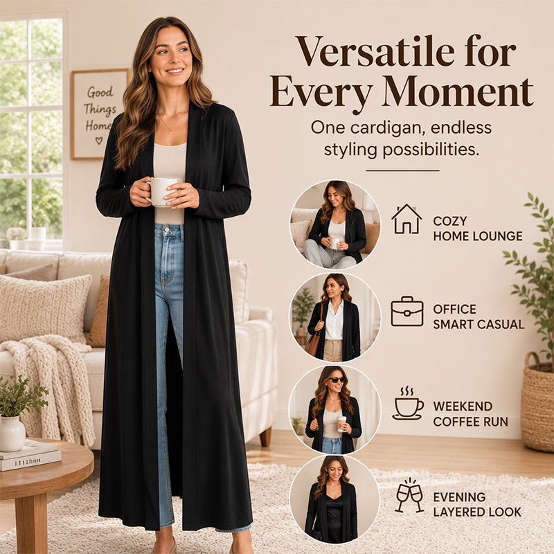 🖤Black Friday Sale:50% OFF🖤 Women’s Open Front Maxi Length Knit Cardigan, Lightweight Soft Knit To Flatter Your Figure For Everyday Casual Outfits