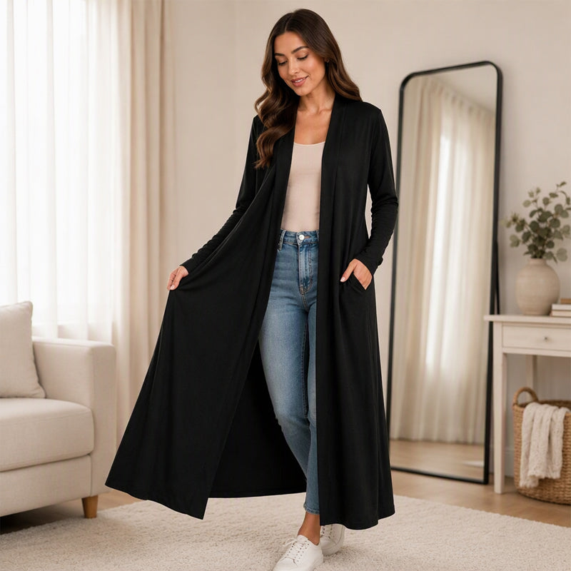 🖤Black Friday Sale:50% OFF🖤 Women’s Open Front Maxi Length Knit Cardigan, Lightweight Soft Knit To Flatter Your Figure For Everyday Casual Outfits