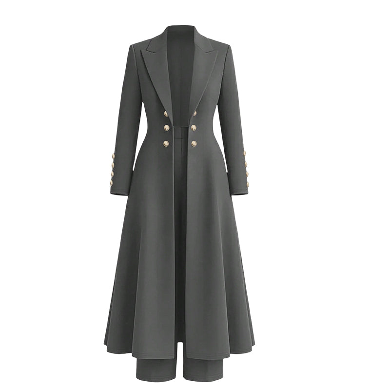 ✨ Women's Double-Breasted Long Knit Coat & Straight-Leg Pants Set – Flattering Tailored Silhouette, Chic Gold-Tone Buttons & Sophisticated Style for Effortless Fall & Winter Outfits! 💕