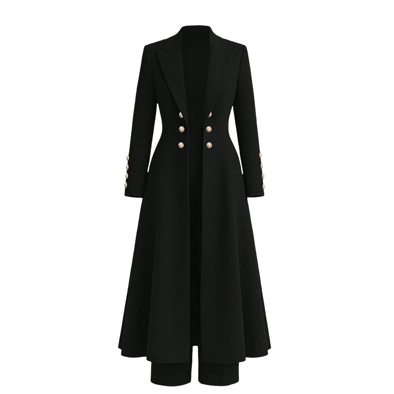💖Women's Elegant Autumn 2 Piece Outfit Set with Retro Long Sleeve Coat and Simple Trousers