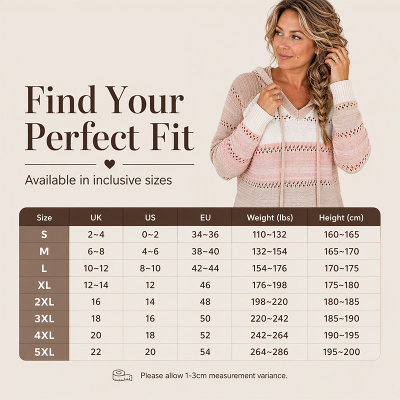 Women's Color Block Hollow-Out Knit Hoodie, Breathable Open-Knit V-Neck Hooded Sweater, Relaxed Fit Color Block Knit Top For Everyday Casual Wear