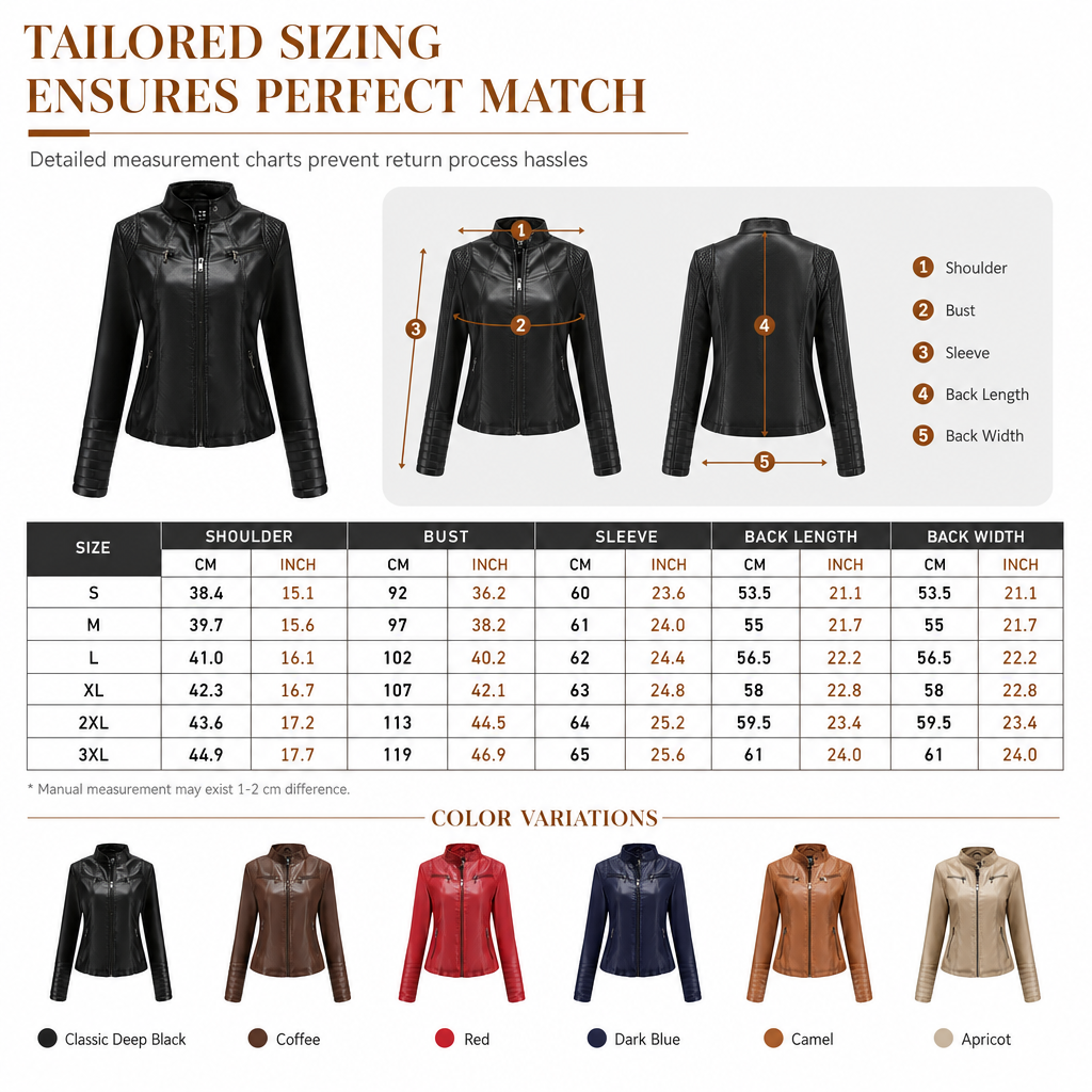Women's Faux Leather Biker Jacket, Lightweight Short Moto Coat With Stand Collar & Quilted Shoulders, Versatile Outerwear For Spring & Autumn