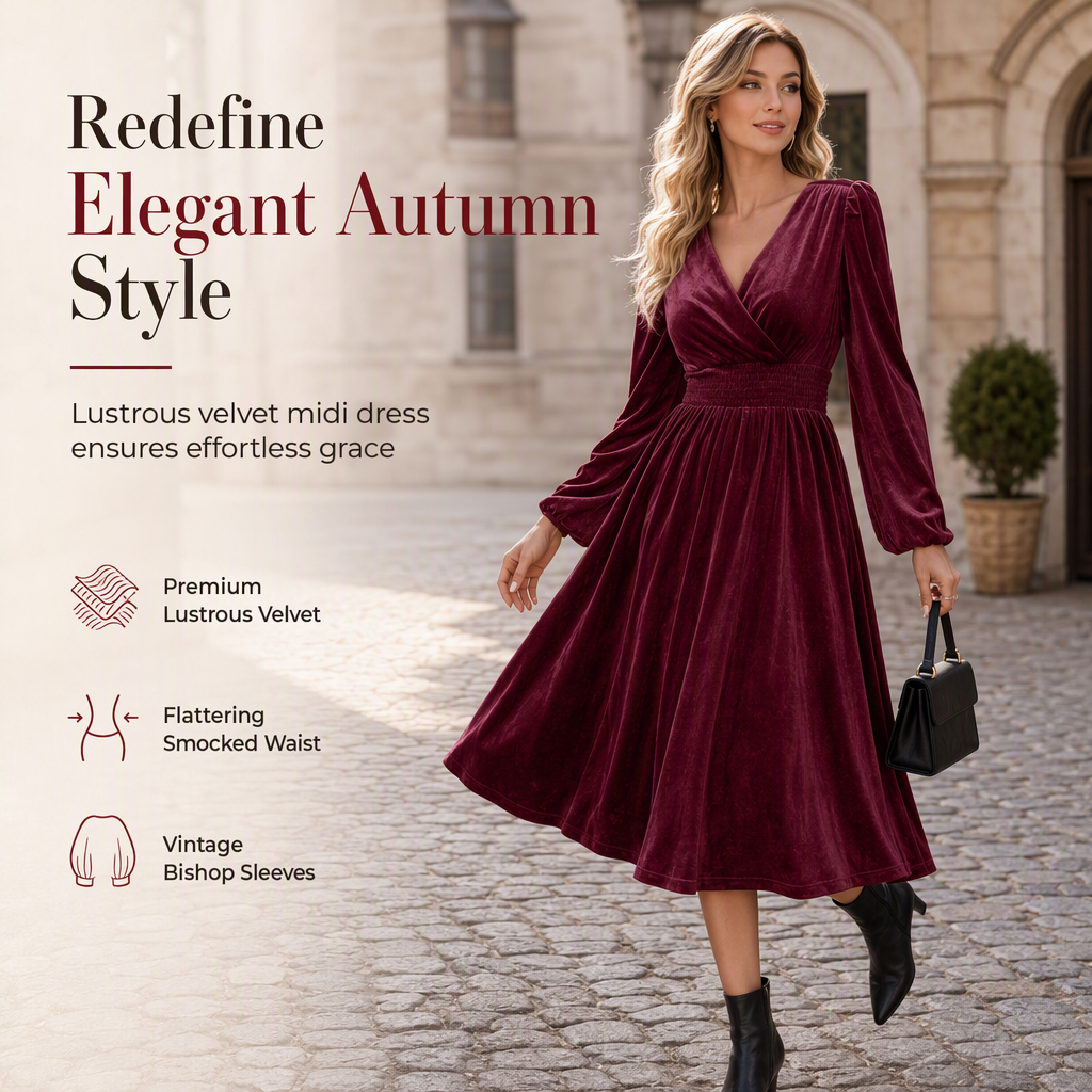 A Beautifully Flowing Velvet Maxi Dress with a Flattering Waist and Timeless Elegance
