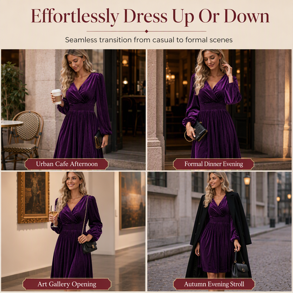 A Beautifully Flowing Velvet Maxi Dress with a Flattering Waist and Timeless Elegance