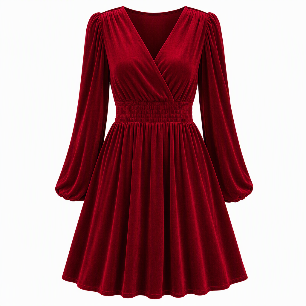 A Beautifully Flowing Velvet Maxi Dress with a Flattering Waist and Timeless Elegance