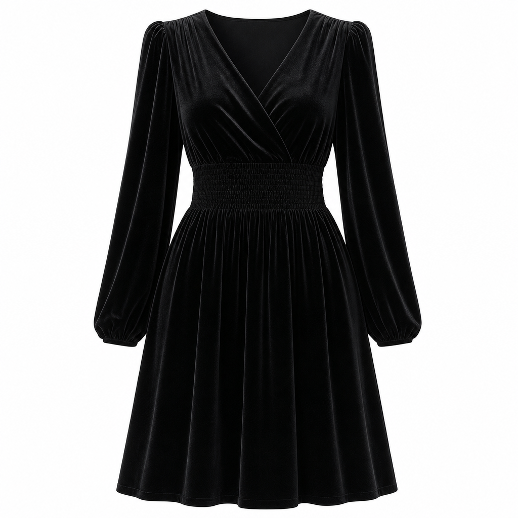 A Beautifully Flowing Velvet Maxi Dress with a Flattering Waist and Timeless Elegance