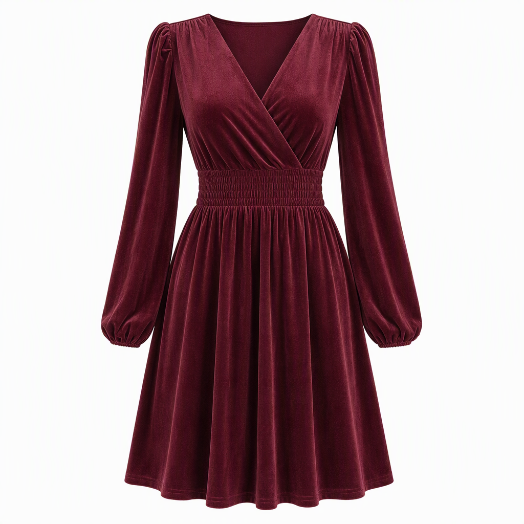 A Beautifully Flowing Velvet Maxi Dress with a Flattering Waist and Timeless Elegance