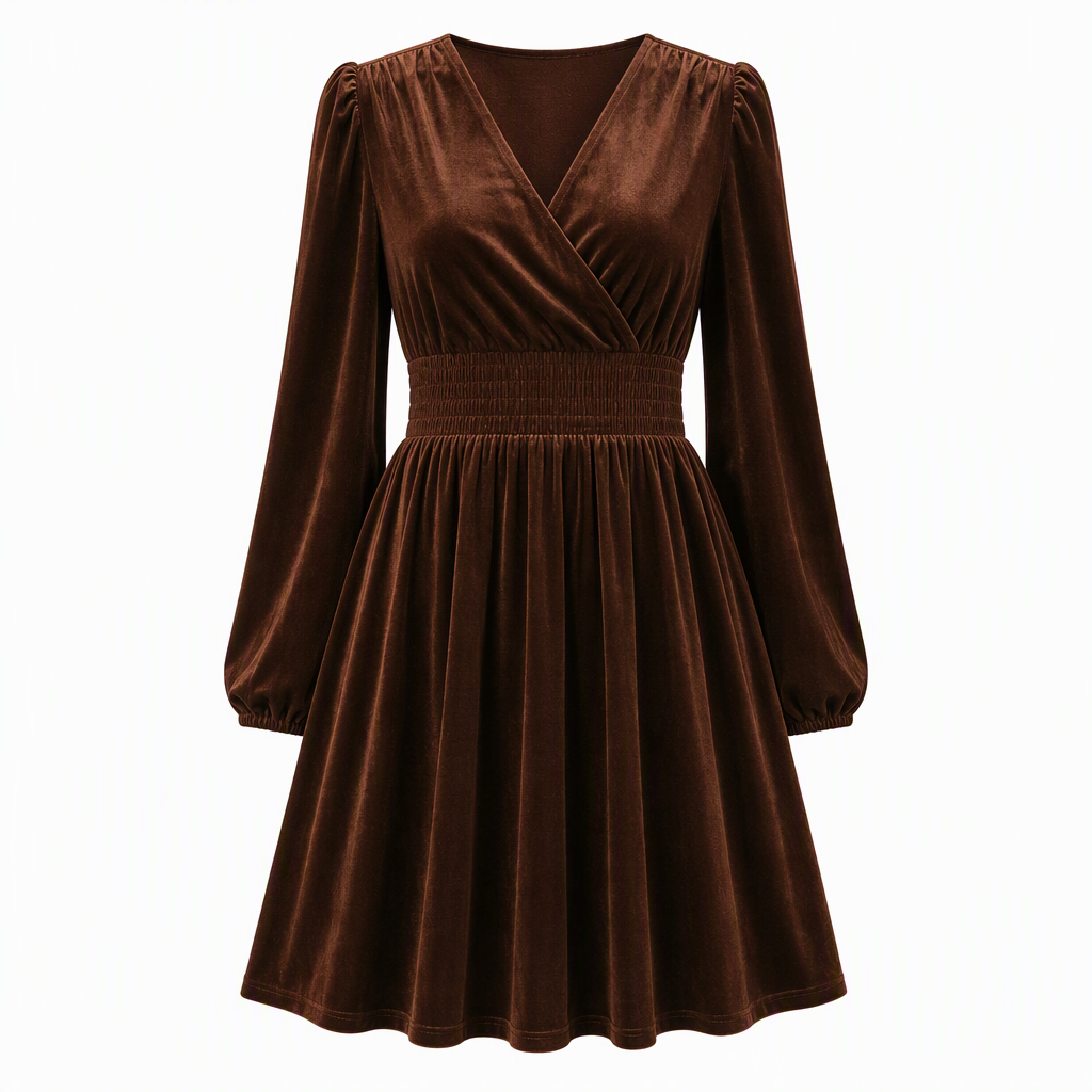 A Beautifully Flowing Velvet Maxi Dress with a Flattering Waist and Timeless Elegance