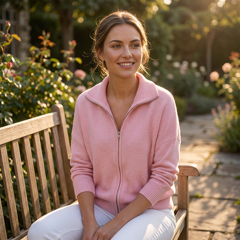 Women’s Ribbed Knit Zip-Up Collared Cardigan – Wear Zipped Fully Or Open For Flexible Everyday Autumn Styling