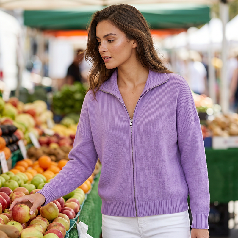 Women’s Ribbed Knit Zip-Up Collared Cardigan – Wear Zipped Fully Or Open For Flexible Everyday Autumn Styling