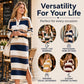 A Classic Look with a Beautiful Modern Touch — Women's Striped Collared Knit Sweater Dress That Brings Timeless Elegance, Charming Texture, and Easy One-Piece Styling to Your Fall Wardrobe