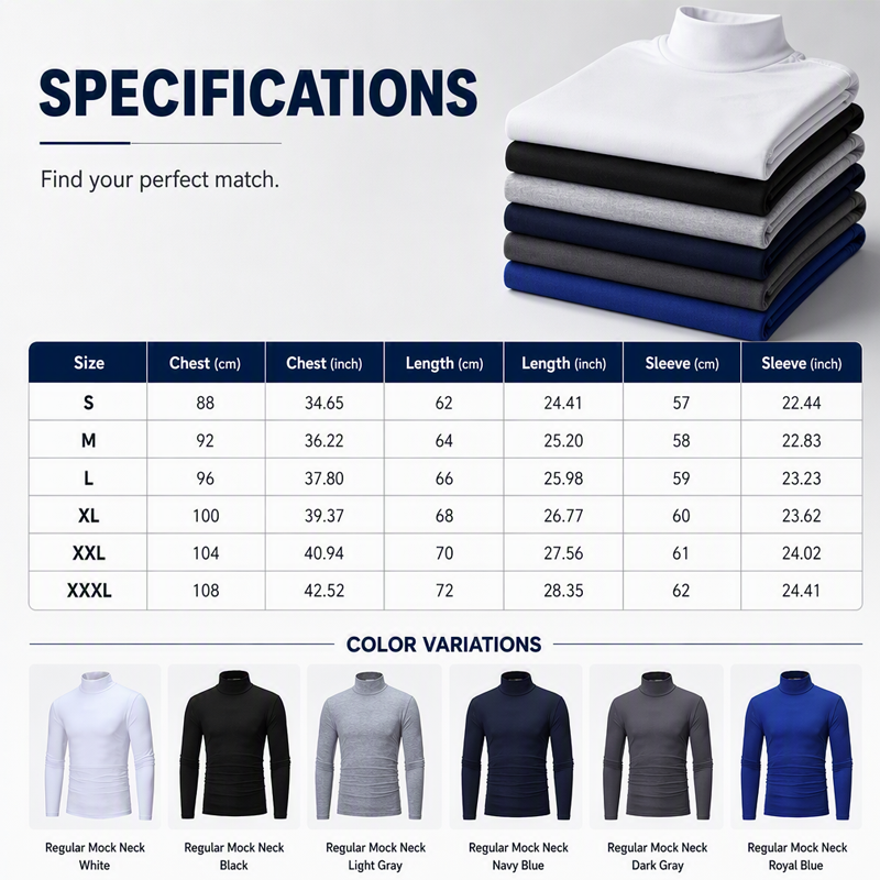 Look Sharper Without Dressing Up — Men's Ultra-Soft Stretch Slim-Fit Mock-Neck Long-Sleeve T-Shirt for a Sleek Silhouette, All-Day Ease, and Classic Everyday Style
