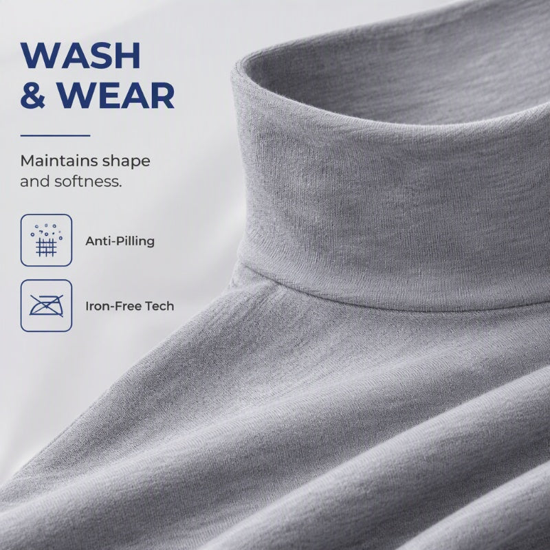 Look Sharper Without Dressing Up — Men's Ultra-Soft Stretch Slim-Fit Mock-Neck Long-Sleeve T-Shirt for a Sleek Silhouette, All-Day Ease, and Classic Everyday Style
