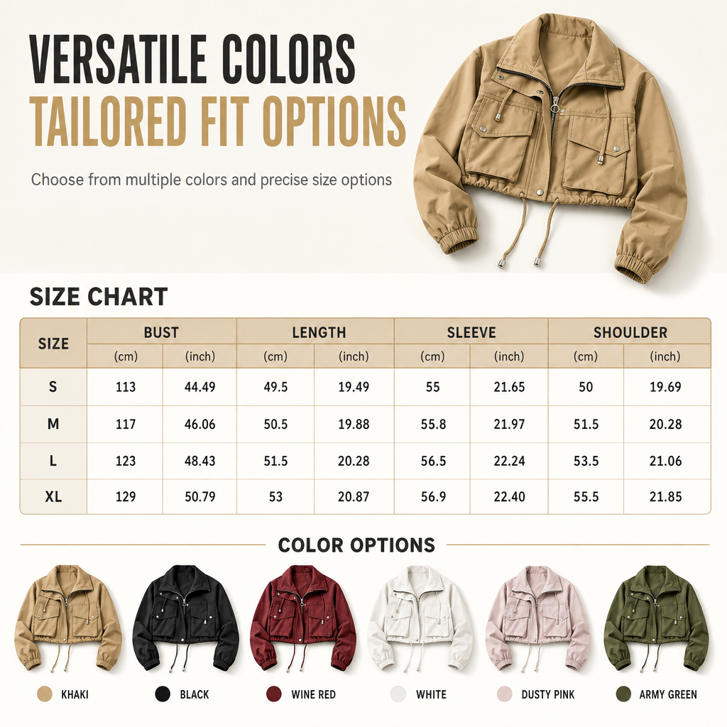 Give Your Everyday Outfits a Fresh Fall Upgrade — Women's Chic Short Zip-Up Jacket with a Clean Solid-Color Design, Flattering Short-Length Silhouette, and Timeless Casual Style