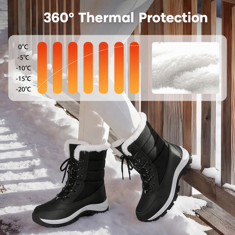 Cold Feet & Wet Socks Ruining Your Winter Days? Women's Waterproof Plush-Lined Mid-Calf Snow Boots – Keep Your Feet Warm, Cozy & Protected from Snowy Weather with Soft Plush Comfort and Extra Mid-Calf Coverage!
