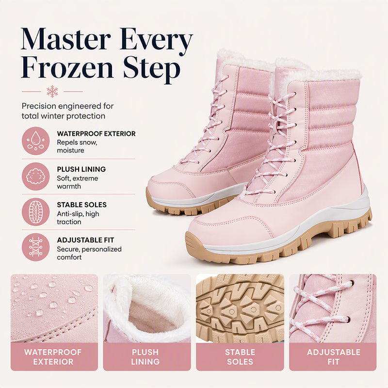 Cold Feet & Wet Socks Ruining Your Winter Days? Women's Waterproof Plush-Lined Mid-Calf Snow Boots – Keep Your Feet Warm, Cozy & Protected from Snowy Weather with Soft Plush Comfort and Extra Mid-Calf Coverage!