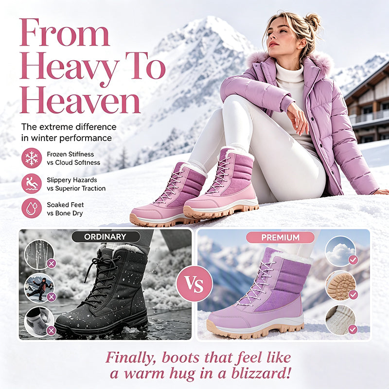 Cold Feet & Wet Socks Ruining Your Winter Days? Women's Waterproof Plush-Lined Mid-Calf Snow Boots – Keep Your Feet Warm, Cozy & Protected from Snowy Weather with Soft Plush Comfort and Extra Mid-Calf Coverage!