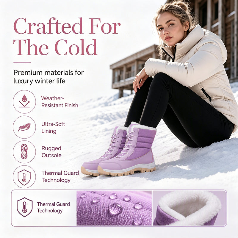 Cold Feet & Wet Socks Ruining Your Winter Days? Women's Waterproof Plush-Lined Mid-Calf Snow Boots – Keep Your Feet Warm, Cozy & Protected from Snowy Weather with Soft Plush Comfort and Extra Mid-Calf Coverage!