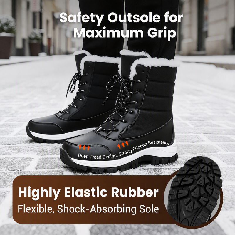 Cold Feet & Wet Socks Ruining Your Winter Days? Women's Waterproof Plush-Lined Mid-Calf Snow Boots – Keep Your Feet Warm, Cozy & Protected from Snowy Weather with Soft Plush Comfort and Extra Mid-Calf Coverage!