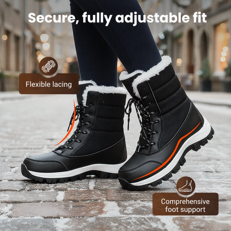 Cold Feet & Wet Socks Ruining Your Winter Days? Women's Waterproof Plush-Lined Mid-Calf Snow Boots – Keep Your Feet Warm, Cozy & Protected from Snowy Weather with Soft Plush Comfort and Extra Mid-Calf Coverage!