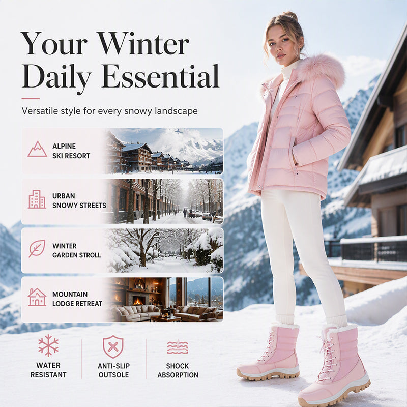 Cold Feet & Wet Socks Ruining Your Winter Days? Women's Waterproof Plush-Lined Mid-Calf Snow Boots – Keep Your Feet Warm, Cozy & Protected from Snowy Weather with Soft Plush Comfort and Extra Mid-Calf Coverage!