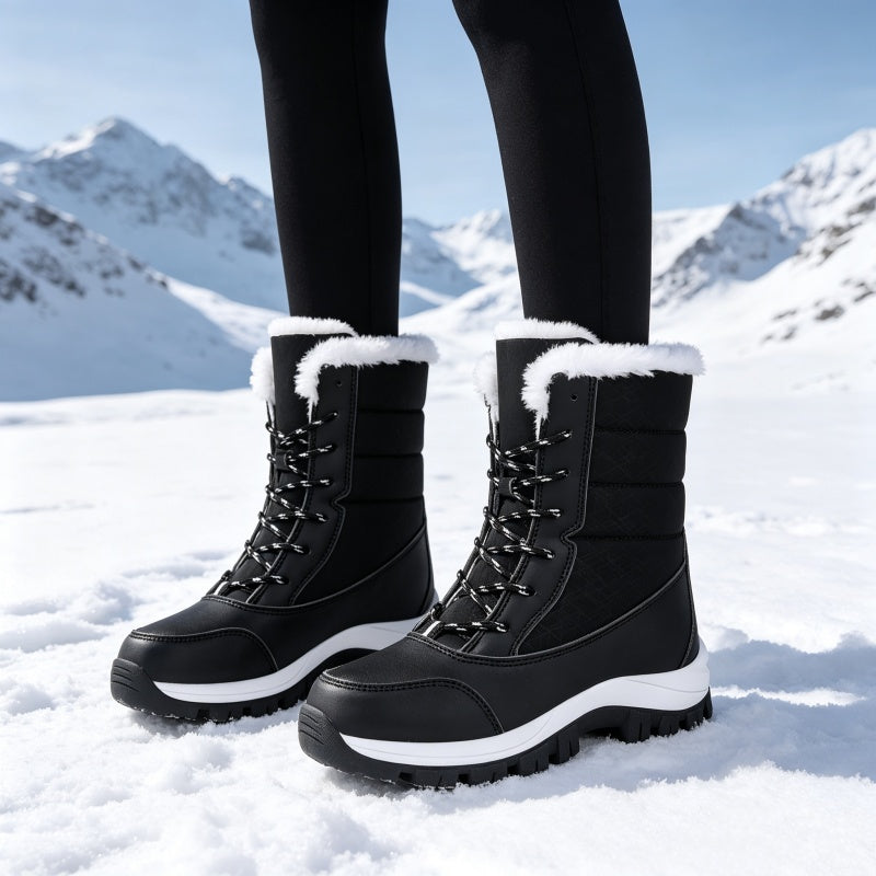 Cold Feet & Wet Socks Ruining Your Winter Days? Women's Waterproof Plush-Lined Mid-Calf Snow Boots – Keep Your Feet Warm, Cozy & Protected from Snowy Weather with Soft Plush Comfort and Extra Mid-Calf Coverage!