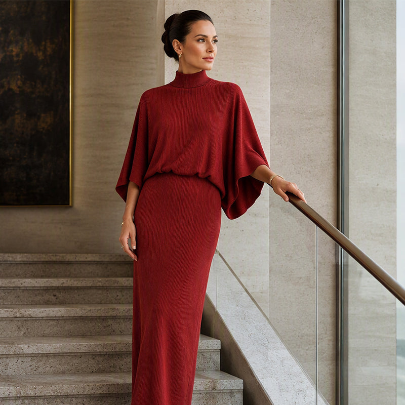 Elegance Made Easy — Women's Batwing Sleeve Top & Maxi Skirt 2-Piece Set with a Beautifully Relaxed Silhouette, Graceful Flow, and Timeless Feminine Style