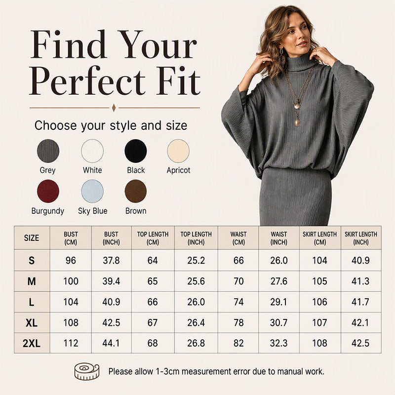 Elegance Made Easy — Women's Batwing Sleeve Top & Maxi Skirt 2-Piece Set with a Beautifully Relaxed Silhouette, Graceful Flow, and Timeless Feminine Style