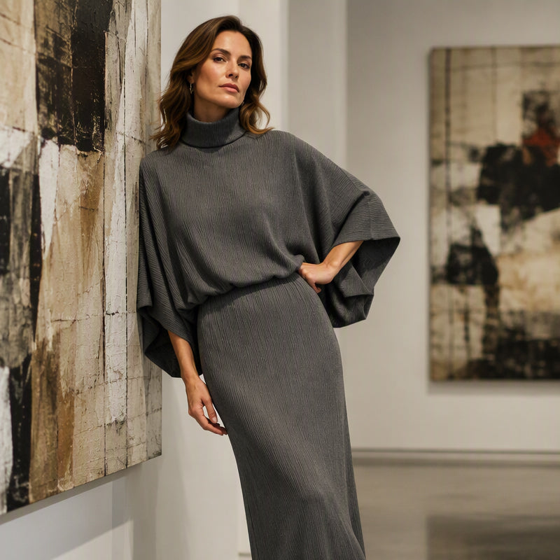 Elegance Made Easy — Women's Batwing Sleeve Top & Maxi Skirt 2-Piece Set with a Beautifully Relaxed Silhouette, Graceful Flow, and Timeless Feminine Style