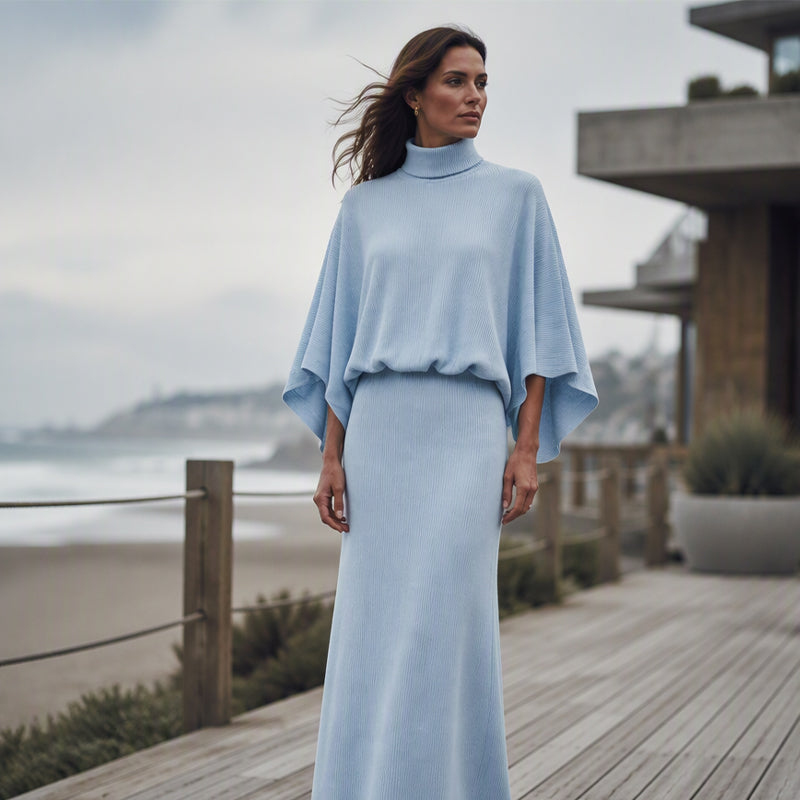 Elegance Made Easy — Women's Batwing Sleeve Top & Maxi Skirt 2-Piece Set with a Beautifully Relaxed Silhouette, Graceful Flow, and Timeless Feminine Style