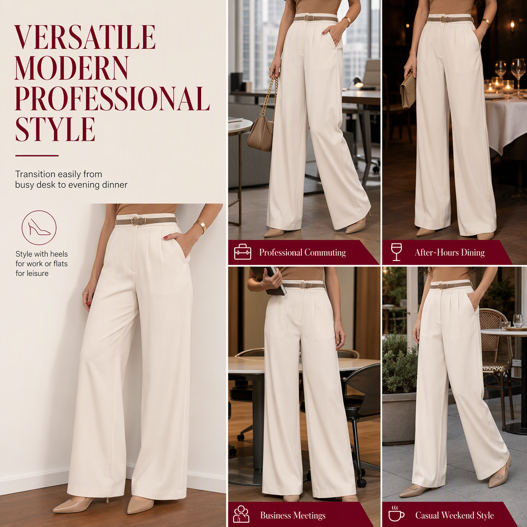 Look Beautifully Put Together Without Feeling Restricted — Women's Elegant High-Waisted Wide-Leg Trousers with Flattering Tailoring, Graceful Draping, and Timeless Everyday Style
