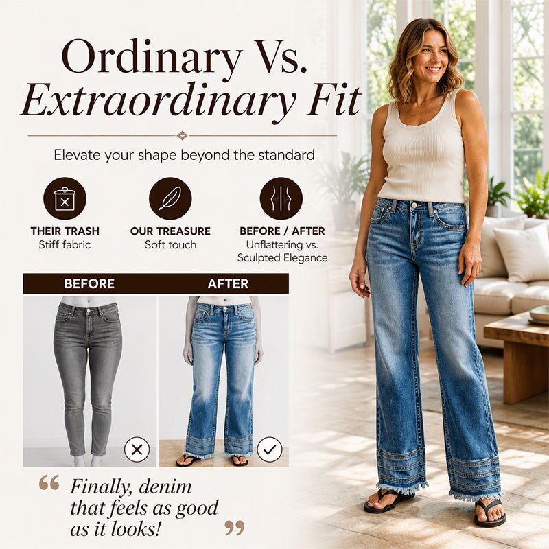 Rediscover the Charm of Vintage Denim — Women's Relaxed Wide-Leg Jeans with Trendy Raw-Hem Details, a Beautifully Easygoing Silhouette, and Timeless Everyday Style