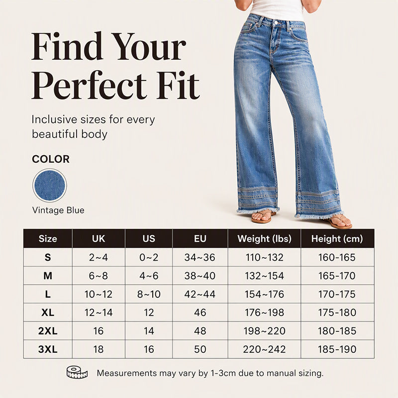 Rediscover the Charm of Vintage Denim — Women's Relaxed Wide-Leg Jeans with Trendy Raw-Hem Details, a Beautifully Easygoing Silhouette, and Timeless Everyday Style