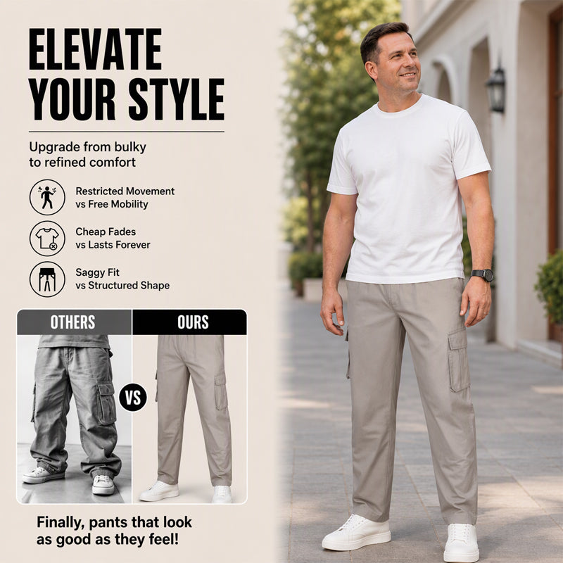 Tired of Hot, Tight Pants That Hold You Back? Men's Breathable Loose-Fit Cargo Pants – Stay Cool, Move Freely & Keep Essentials Close with Roomy Utility Pockets for Work, Travel & Everyday Adventures!