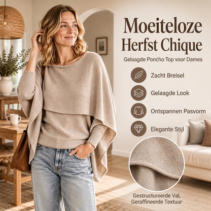 Why Spend Time Layering Two Pieces When One Can Look This Beautiful? Women's Chic Mock 2-Piece Draped Shawl Top Featuring an Eye-Catching Layered Effect, Graceful Flowing Details & a Sophisticated Look for Everyday Wear