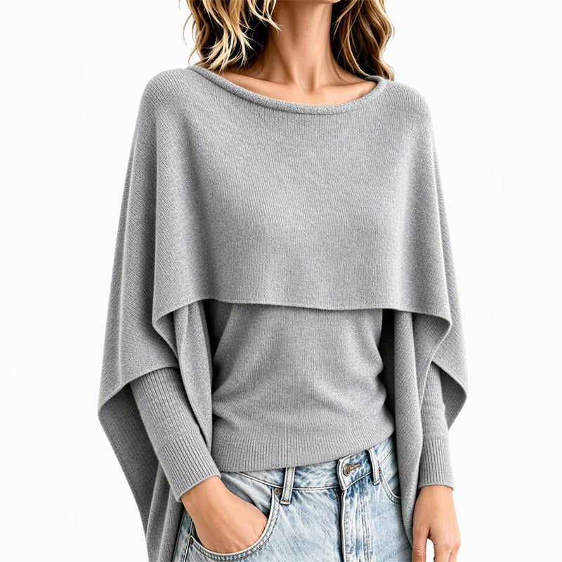 Why Spend Time Layering Two Pieces When One Can Look This Beautiful? Women's Chic Mock 2-Piece Draped Shawl Top Featuring an Eye-Catching Layered Effect, Graceful Flowing Details & a Sophisticated Look for Everyday Wear