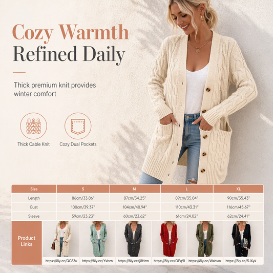 Your Everyday Outfits Deserve More Than a Basic Sweater! Women's Long Button-Front Knit Cardigan – Elegant, Relaxed Layering with a Flattering Longline Silhouette for Chic Fall & Winter Style!