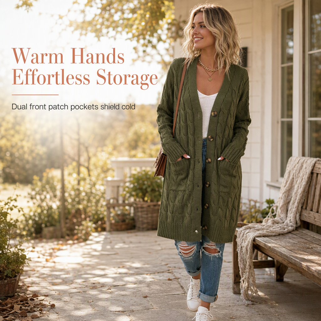 Your Everyday Outfits Deserve More Than a Basic Sweater! Women's Long Button-Front Knit Cardigan – Elegant, Relaxed Layering with a Flattering Longline Silhouette for Chic Fall & Winter Style!