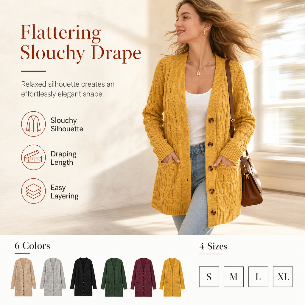 Your Everyday Outfits Deserve More Than a Basic Sweater! Women's Long Button-Front Knit Cardigan – Elegant, Relaxed Layering with a Flattering Longline Silhouette for Chic Fall & Winter Style!