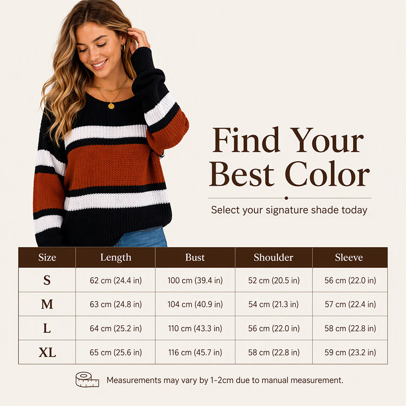 A Little Shoulder, A Lot of Charm! Women's Casual Off-Shoulder Striped Knit Sweater — Where Playful Neckline Details Meet Classic Stripes, Bringing a Beautifully Feminine Touch to Your Favorite Everyday Outfits