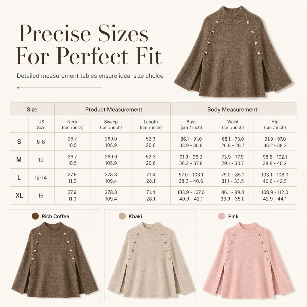 Tired of Tight Sweaters That Cling to Your Body? Wrap Yourself in Comfort & Elegance! Women's Buttoned Knit Cape Poncho Sweater – Relaxed, Flattering Silhouette with Beautiful Button Details for Effortless Fall & Winter Style! 🍂