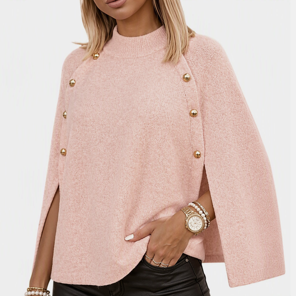 Tired of Tight Sweaters That Cling to Your Body? Wrap Yourself in Comfort & Elegance! Women's Buttoned Knit Cape Poncho Sweater – Relaxed, Flattering Silhouette with Beautiful Button Details for Effortless Fall & Winter Style! 🍂