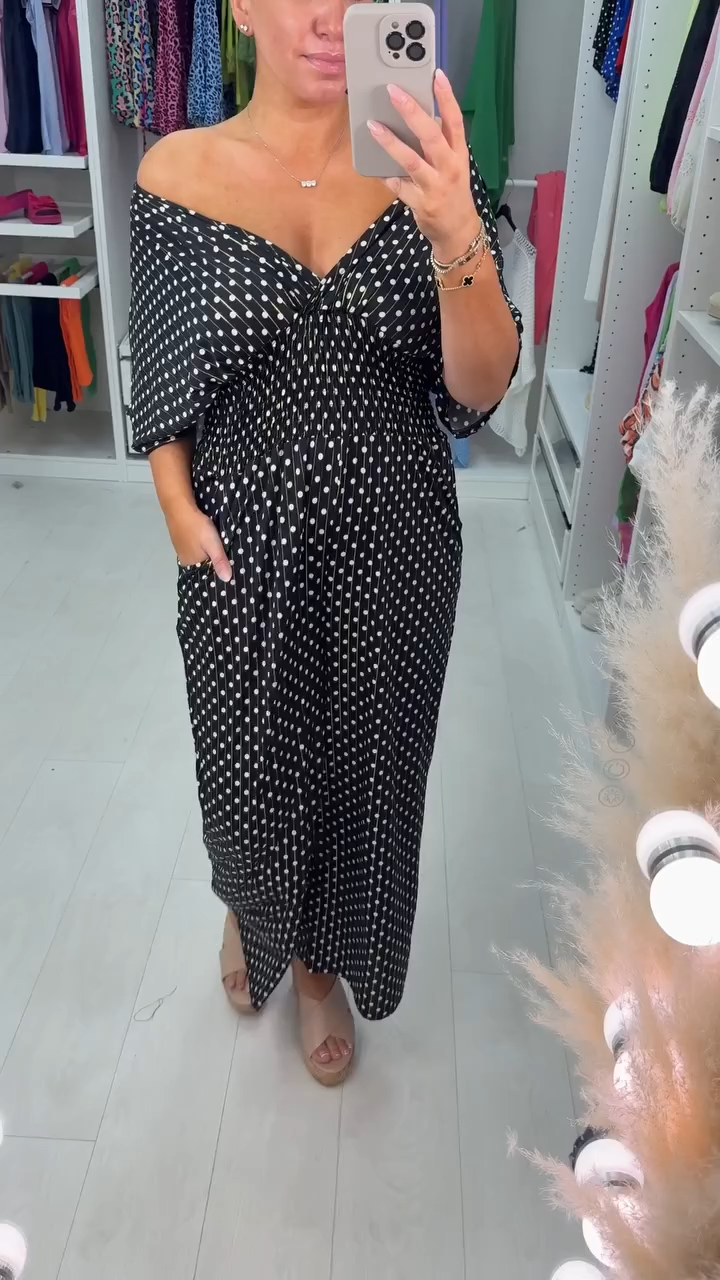 💥Hot 50%OFF💖Polka Dot Printed Elastic Waist Jumpsuit