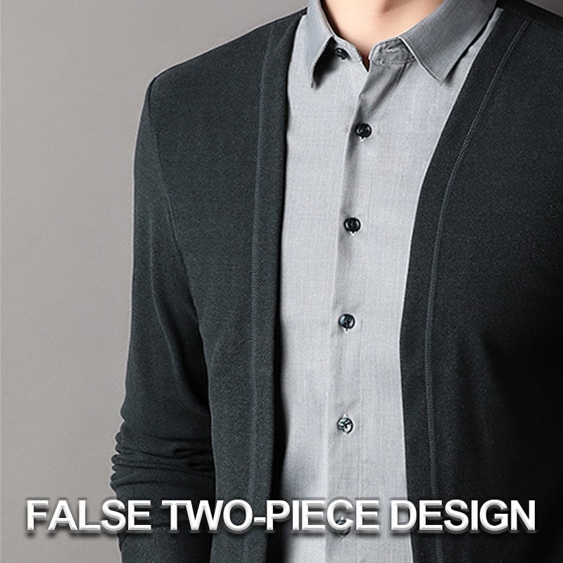 🔥 ¡Cárdigan de punto falso de dos piezas con cuello camisero para hombre! 👔✨¡50% DE DESCUENTO!