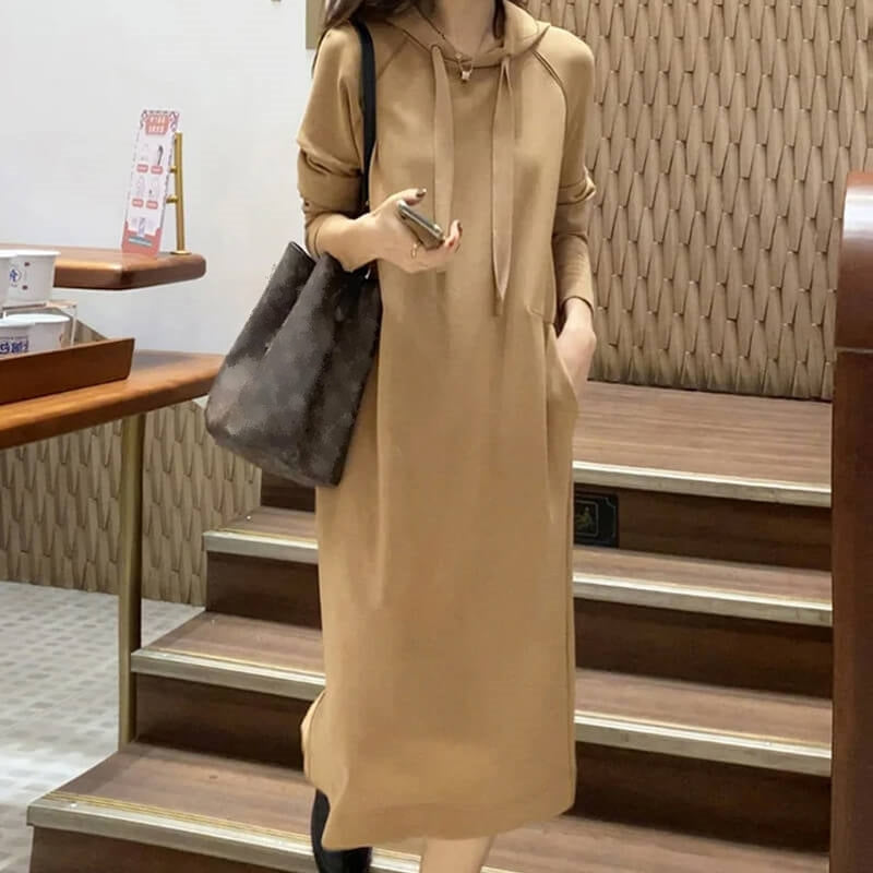 Vestido suelto elegante con capucha para mujer